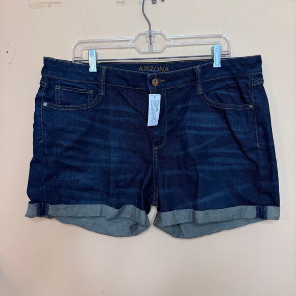 Arizona Jean Company Pants - Arizona Jean Co Shorts Womens 19 Blue Rolled Cuff Denim Stretch Mom 4" Inseam